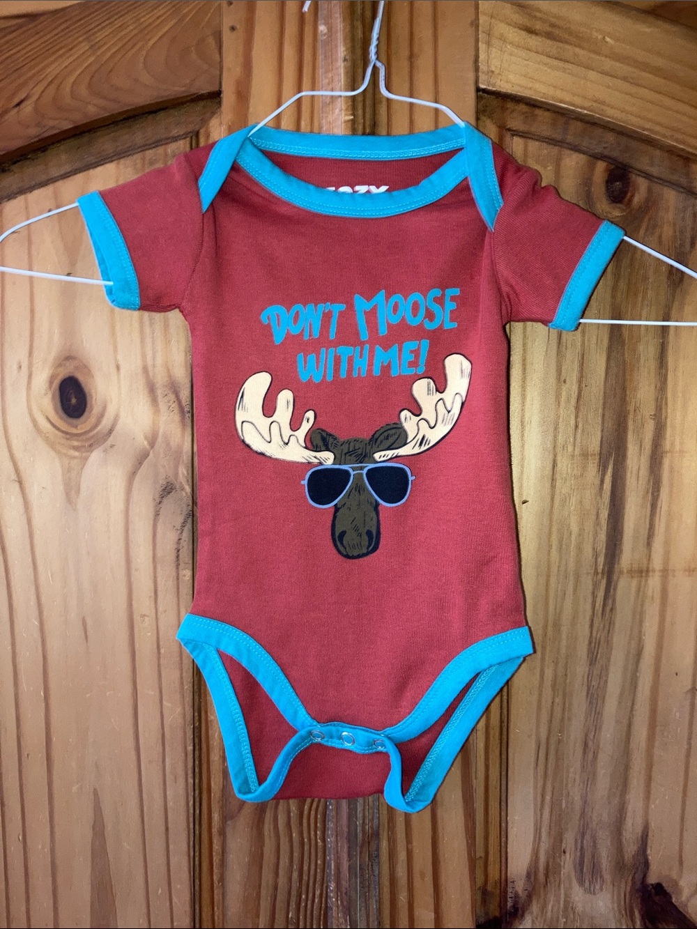 Lazy One Don’t Moose With Me orange blue bodysuit size 6 months - NWT